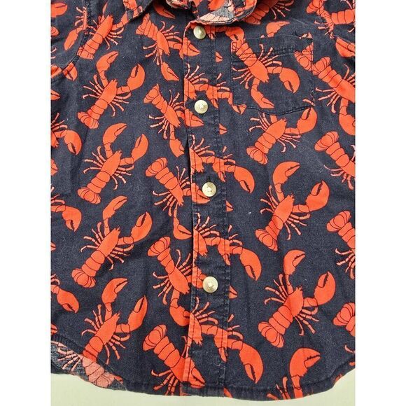 Old Navy Lobster Print Button-Down Shirt 2T Stretch Cotton Short Sleeve Toddler - Picture 3 of 4